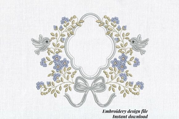 Blue Shabby Chic Floral Frame: A Designer’s Review for Sweatshirt Embroidery