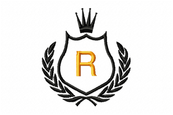 Royal Crest Letter R: A Craft Fair Embroidery Gem